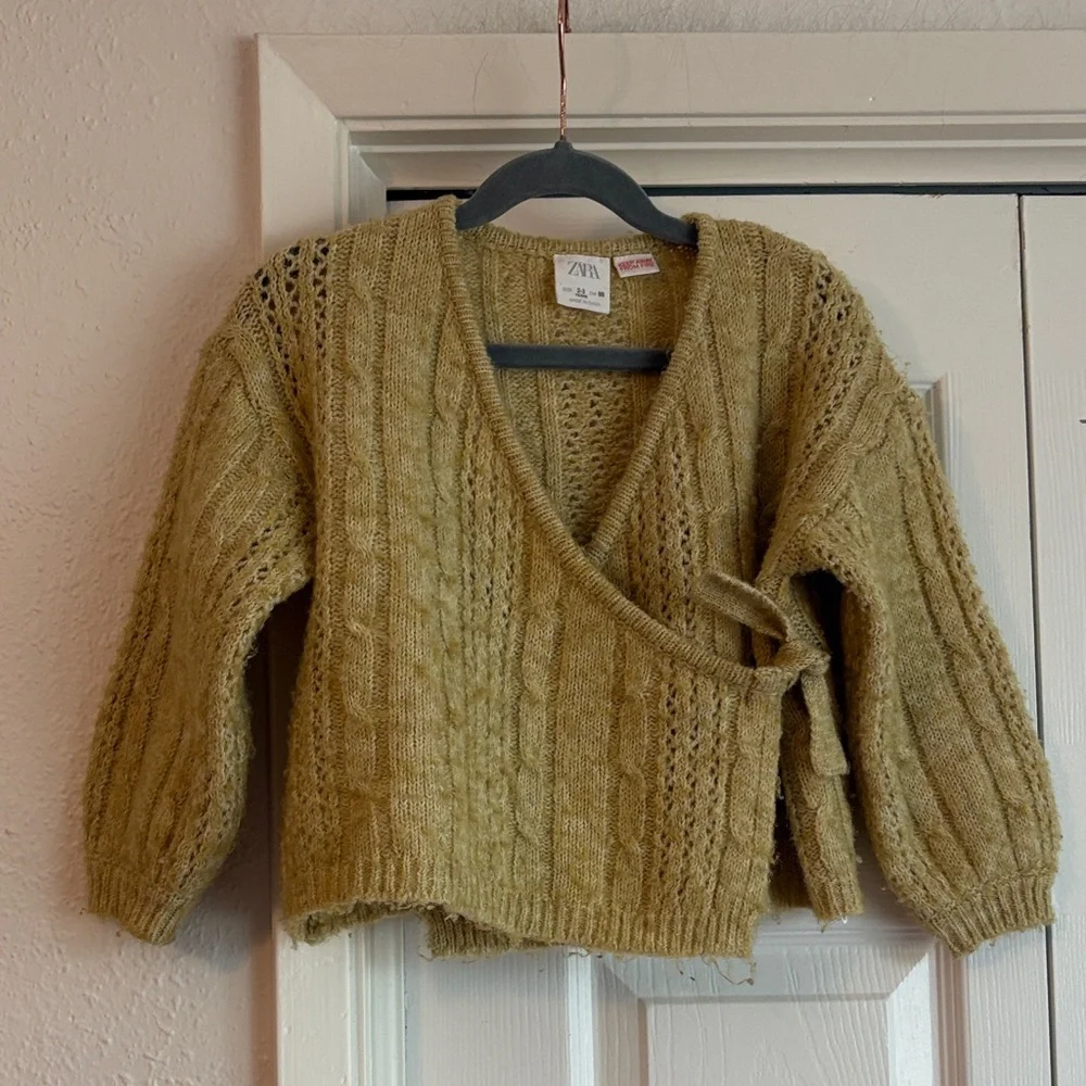 Zara Girls Cable Knit Wrap Sweater
